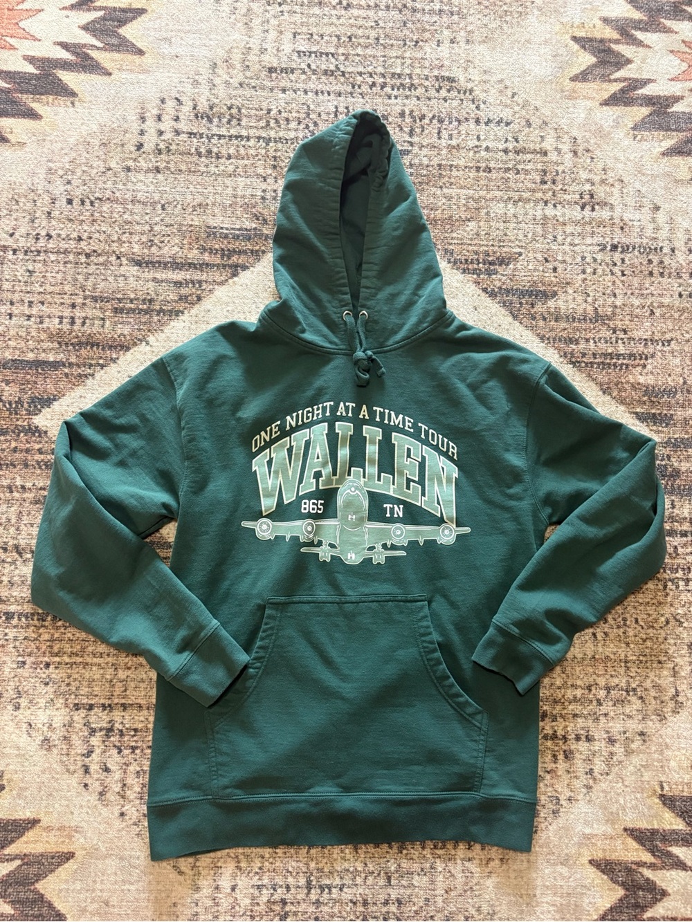Morgan Wallen Green Hoodie Sweatshirt Size Large One Night at a Time World Tour